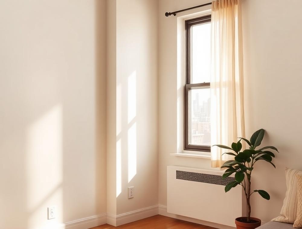 Sunlit corner of a New York City apartment